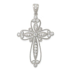 Sophia Jewelers Sterling Silver CZ Filigree Cross Pendant Rhodium-Plated