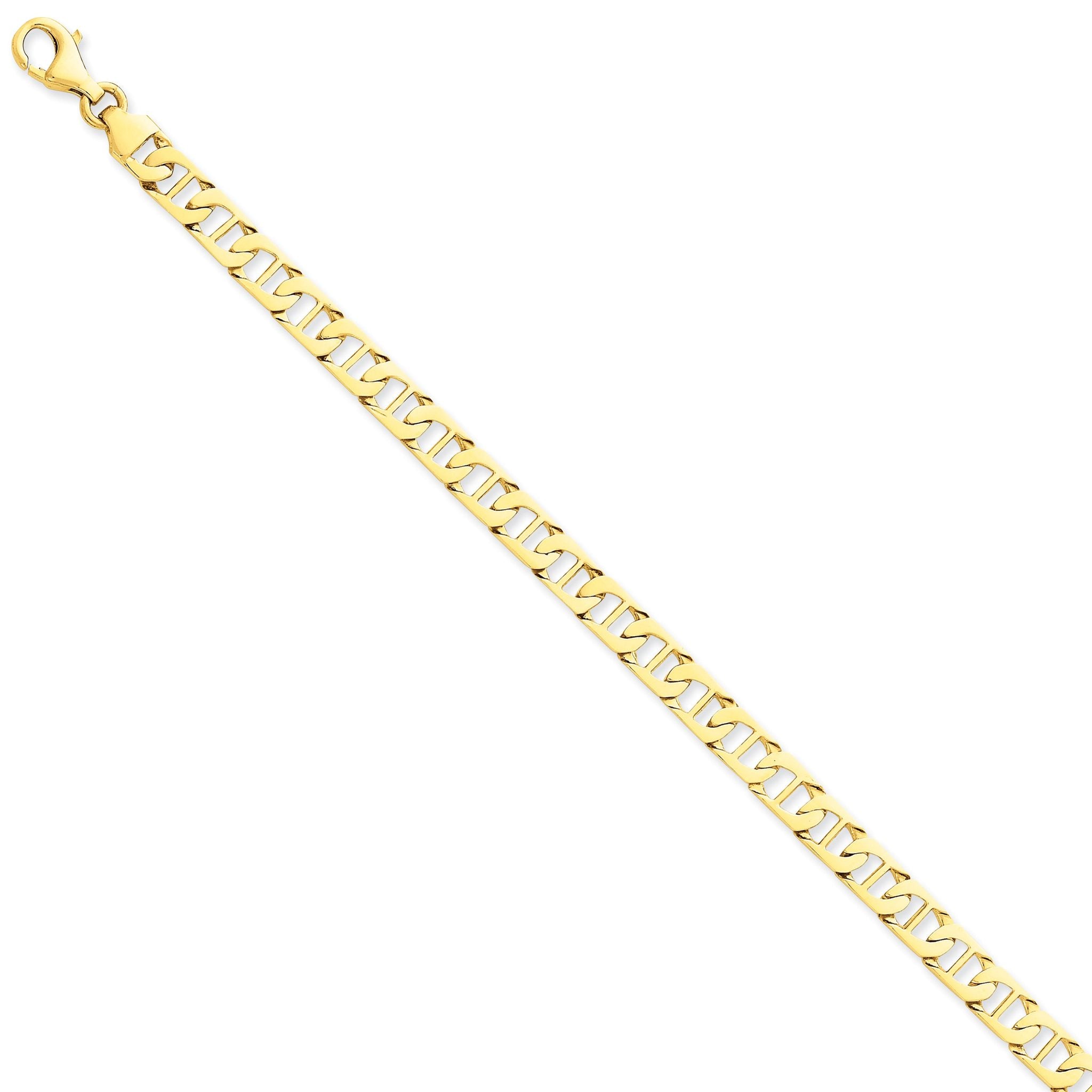 14K Gold Hand-Polished Fancy Anchor Bracelet 7 Elegant and Solid