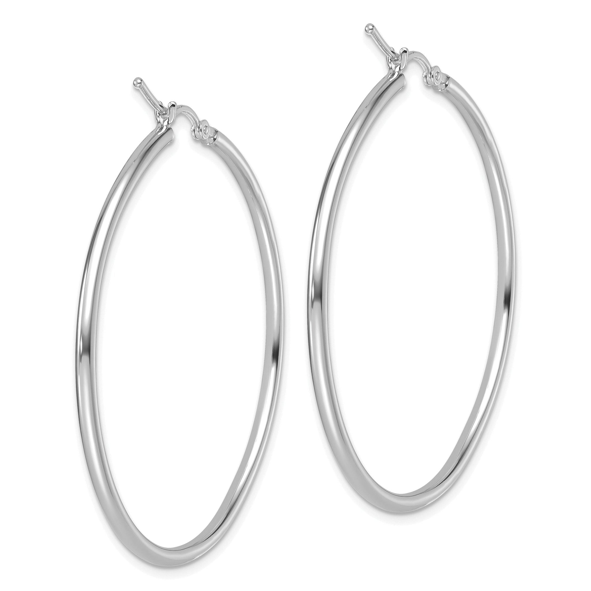 14K White Gold Polished 2mm Hoop Earrings