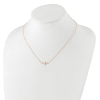 Sterling Silver Rose Gold-plated CZ Sideways Cross With 2in Ext Necklace