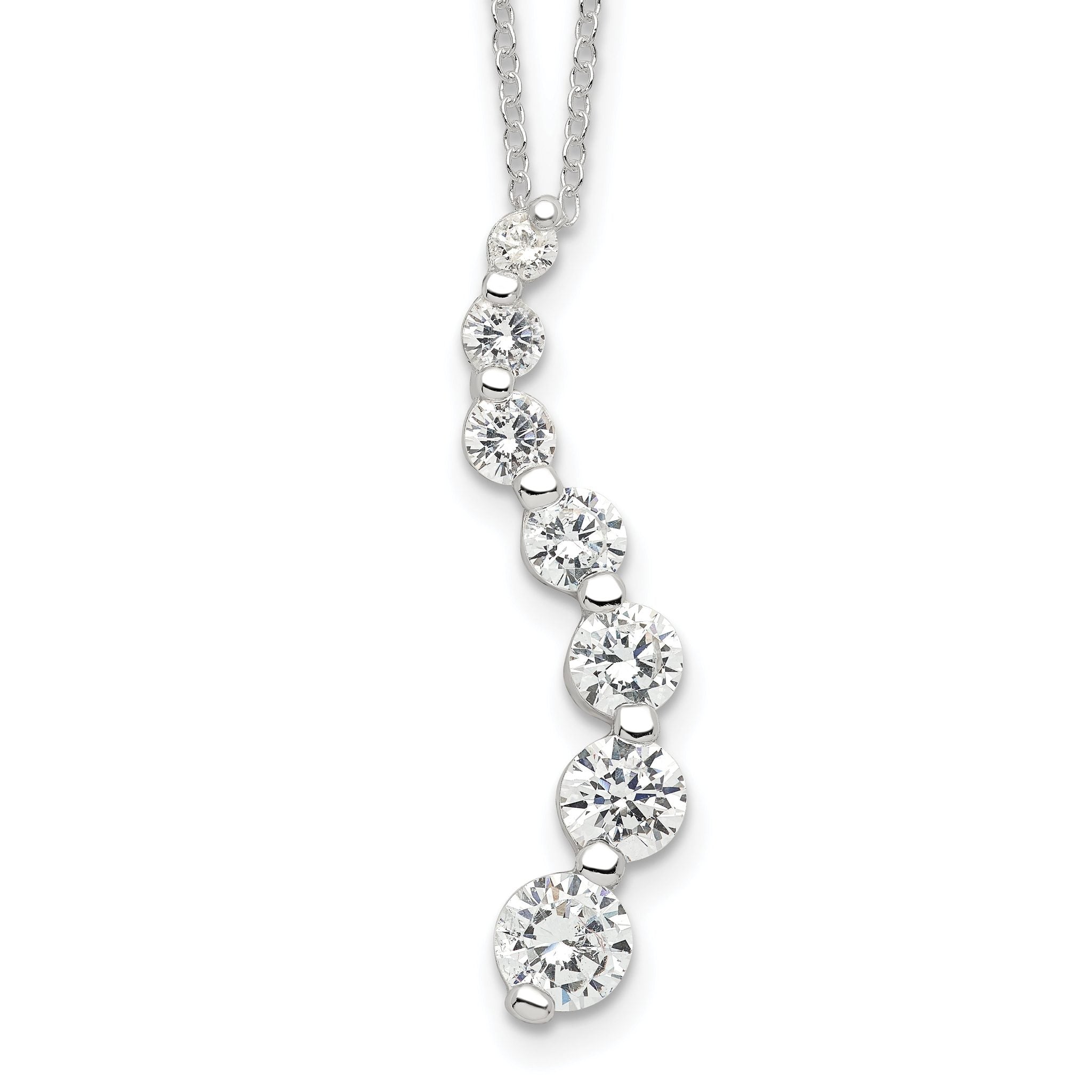 Sterling Silver Rhodium-plated CZ Journey Necklace Main image
