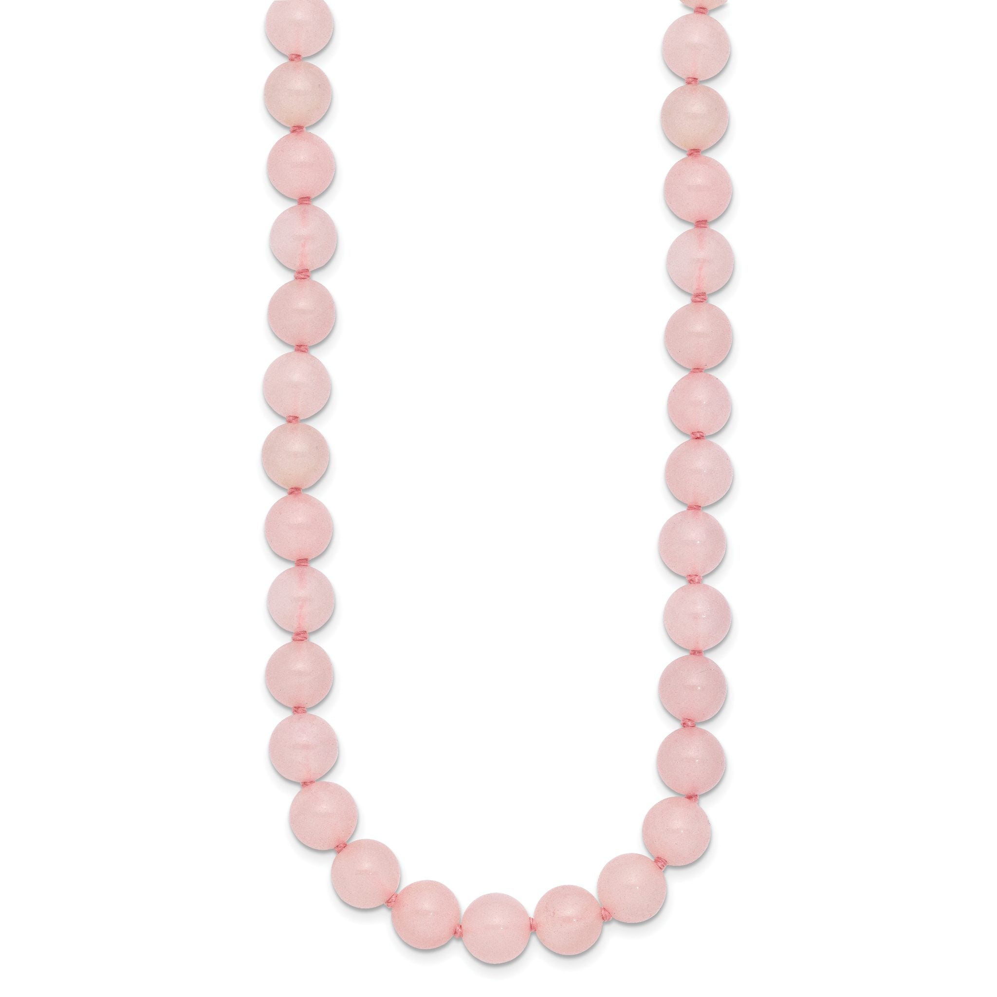8-8.5mm Smooth Beaded Rose Quartz Necklace With Sterling S.RH Clasp Secondary image