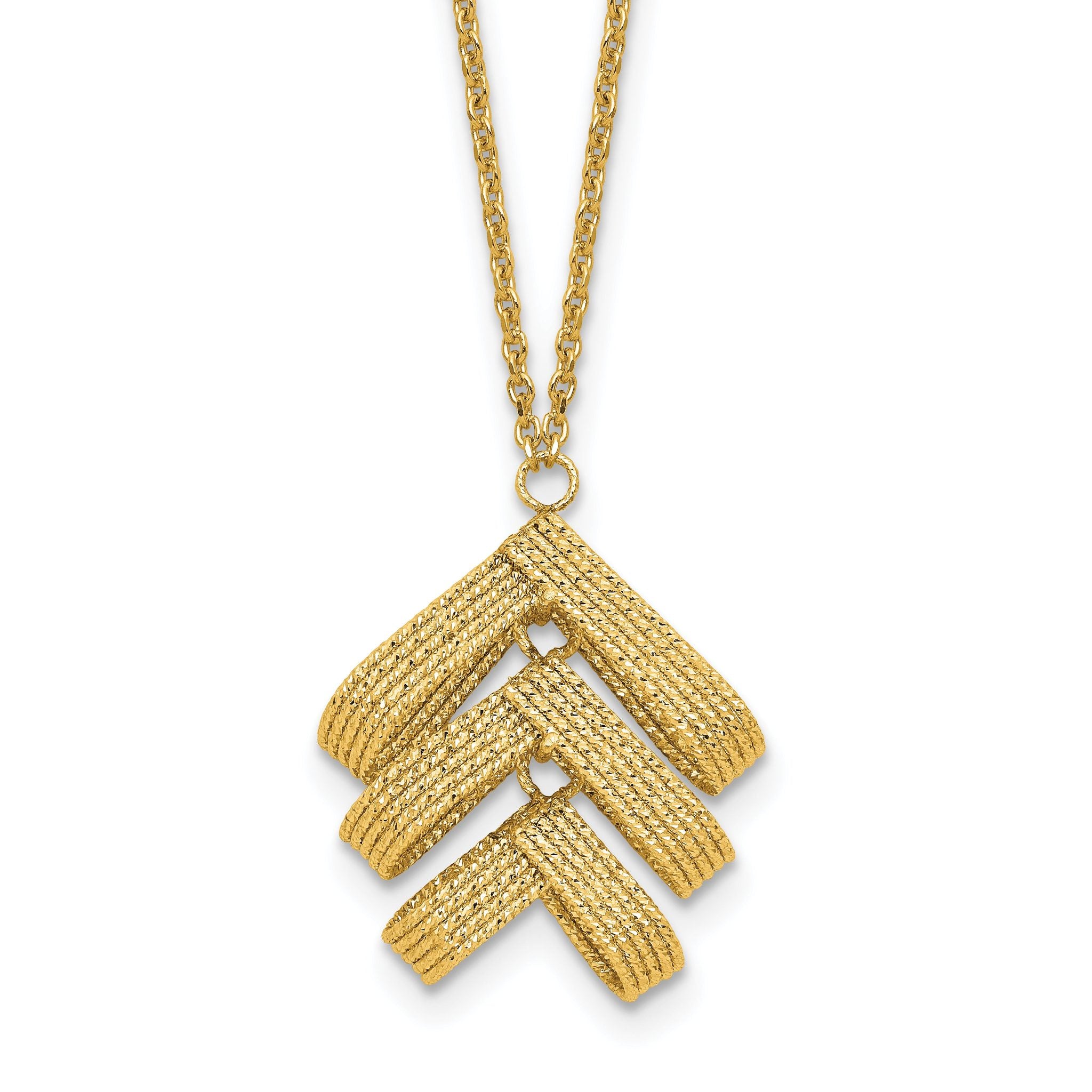 14K Polished and Textured Fancy with 2in ext. Necklace Main image