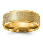 Laser-Cut Wedding Band in Titanium with Gold-Tone IP Center, 8mm