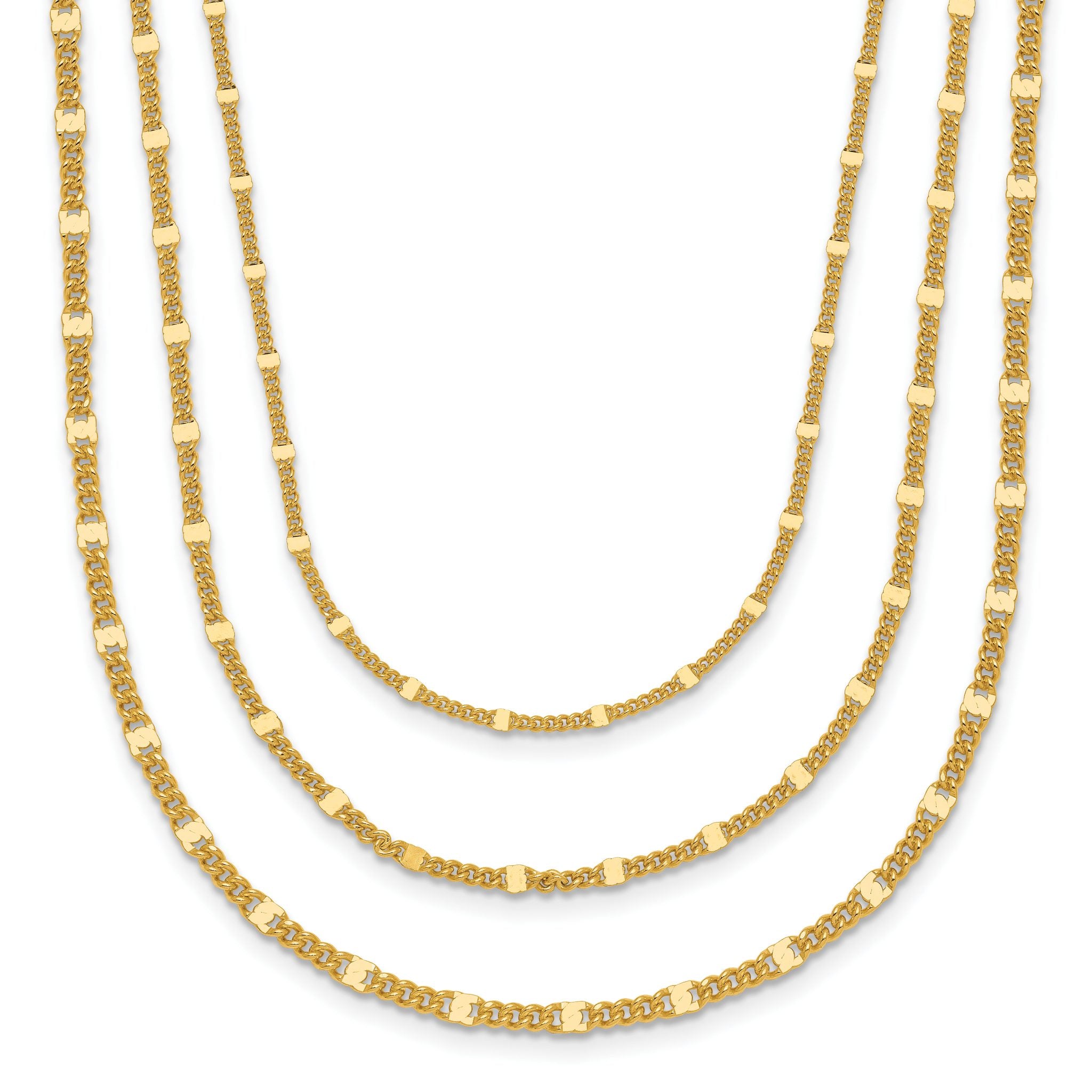 Sterling Silver Gold-tone Multi-strand with 1.5in ext. Necklace Main image