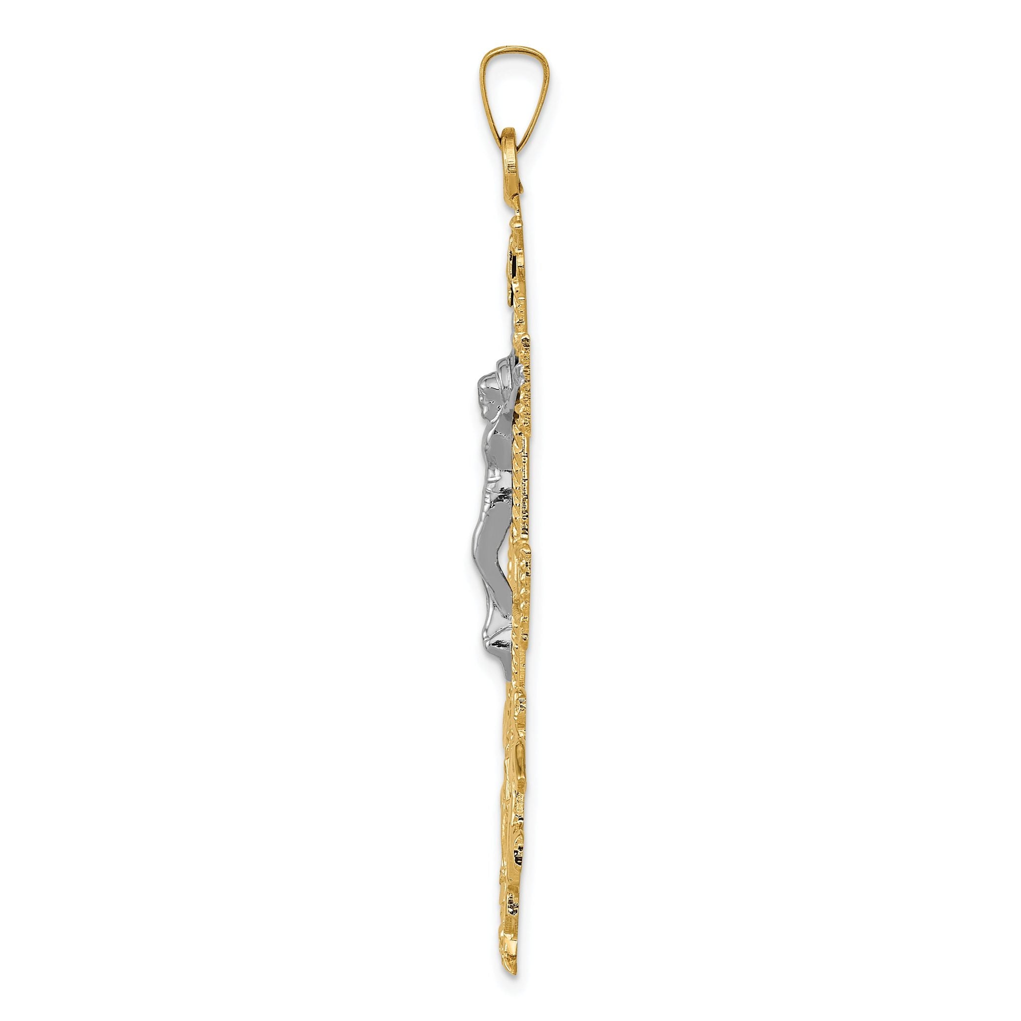 14K Two-Tone Gold Cara Vaca Crucifix Pendant: Solid, Elegant, Faith-Inspired Design Secondary image