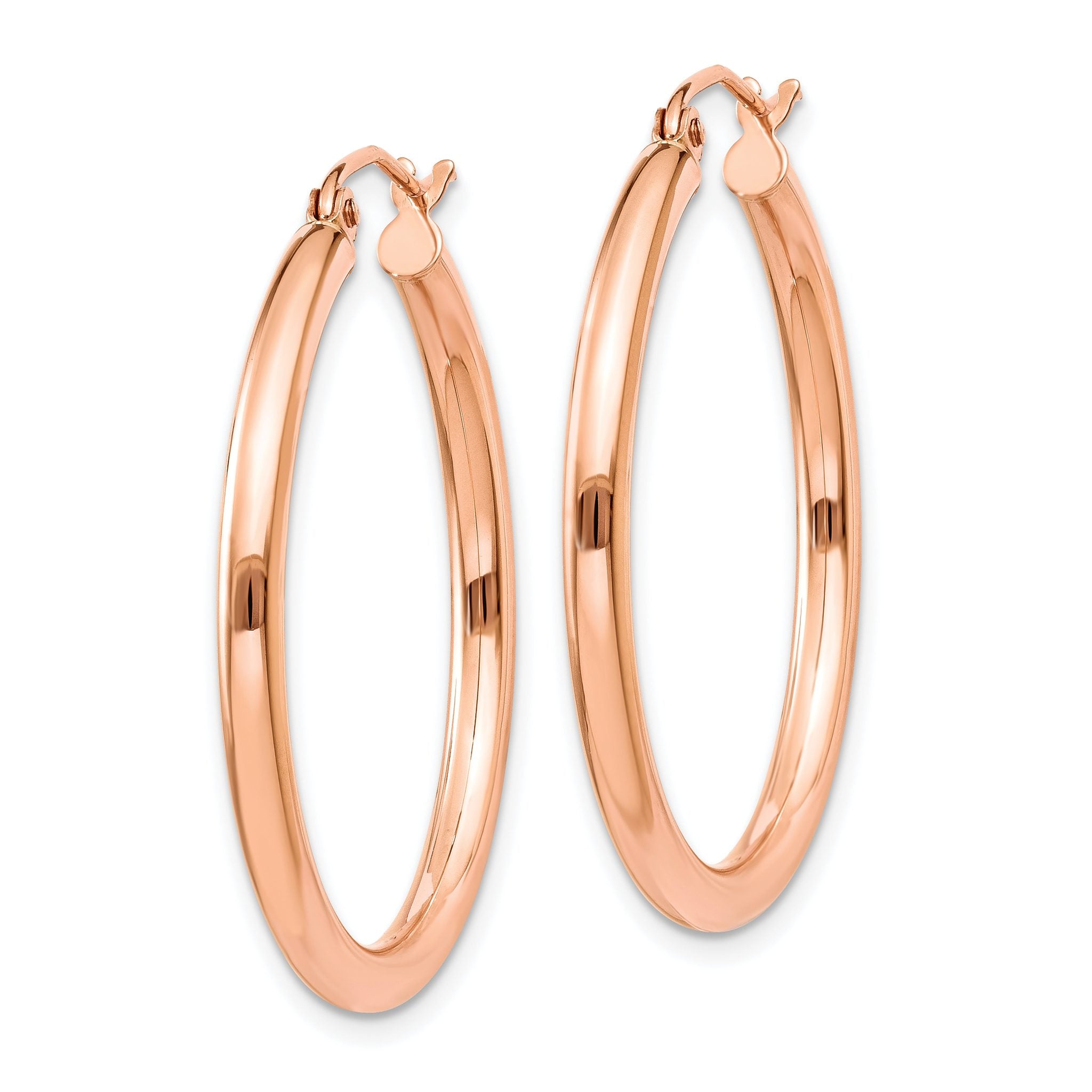 14k Rose Gold Polished 2.5mm Lightweight Tube Hoop Earrings Secondary image