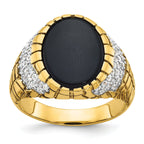 14k Mens Oval Onyx and 7/8 carat Diamond Nugget Complete Ring