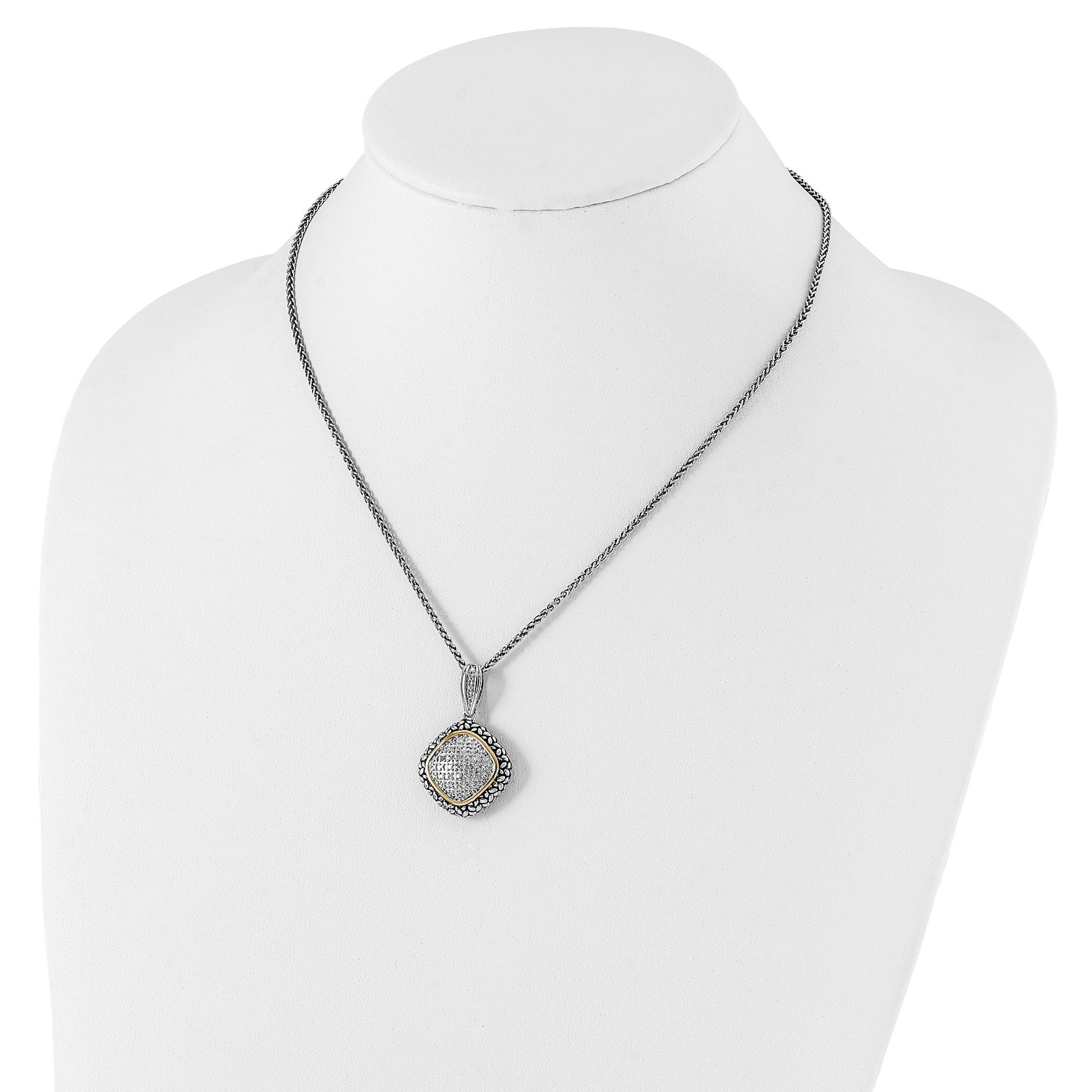 Shey Couture Sterling Silver with 14K Accent 18 Inch Antiqued Diamond Necklace
