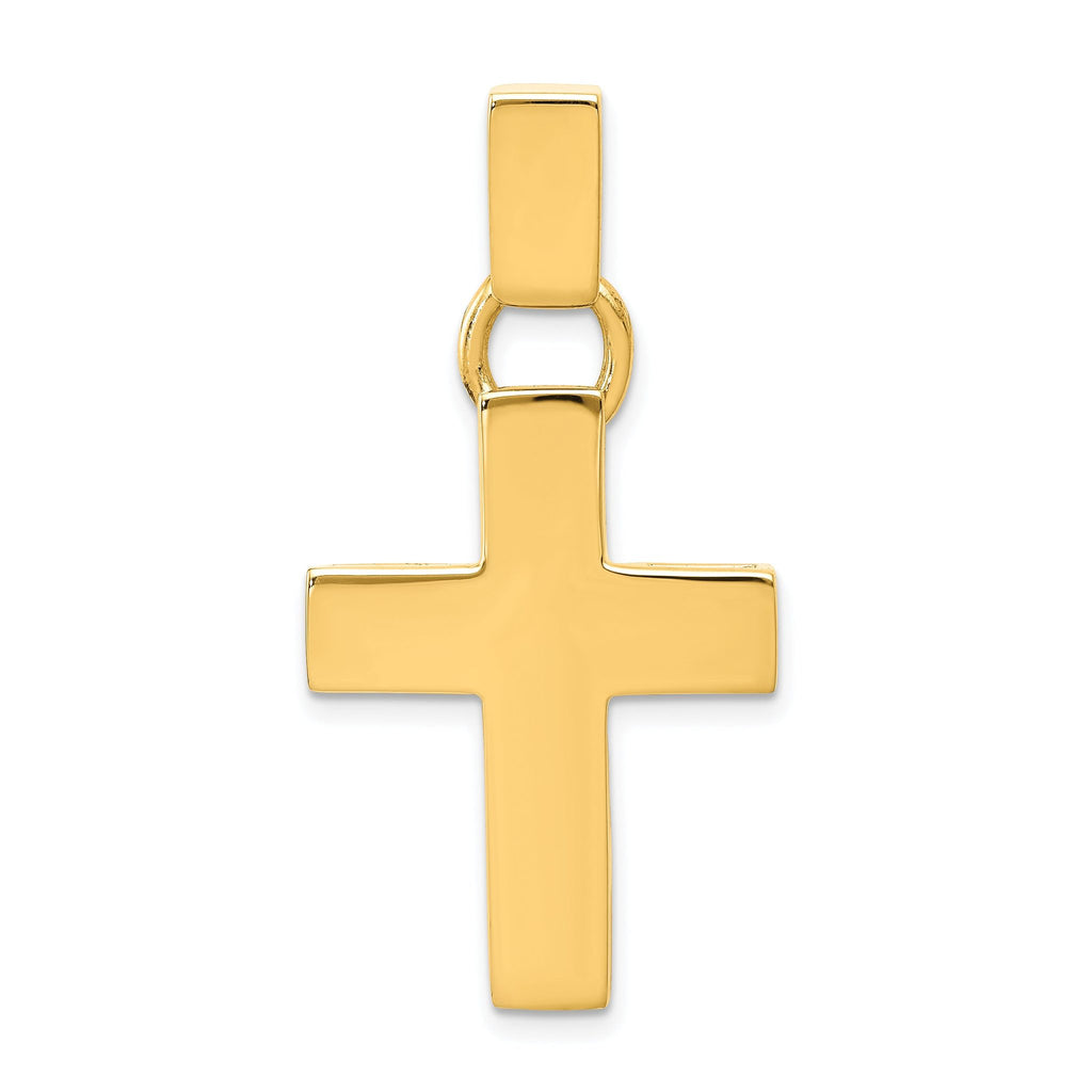 14K Gold Polished Hollow Cross Pendant  Elegant, Lightweight Design