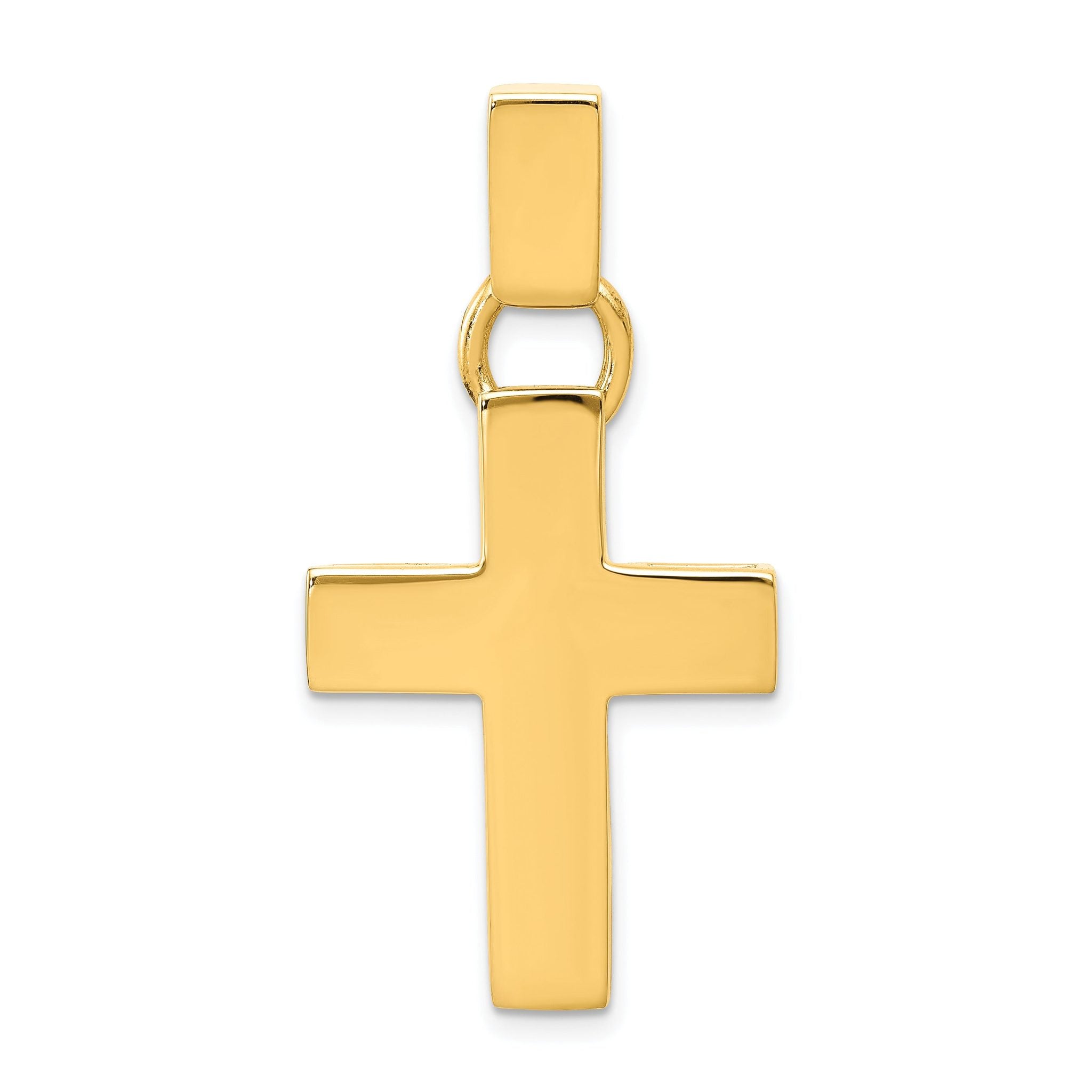 14K Gold Polished Hollow Cross Pendant  Elegant, Lightweight Design