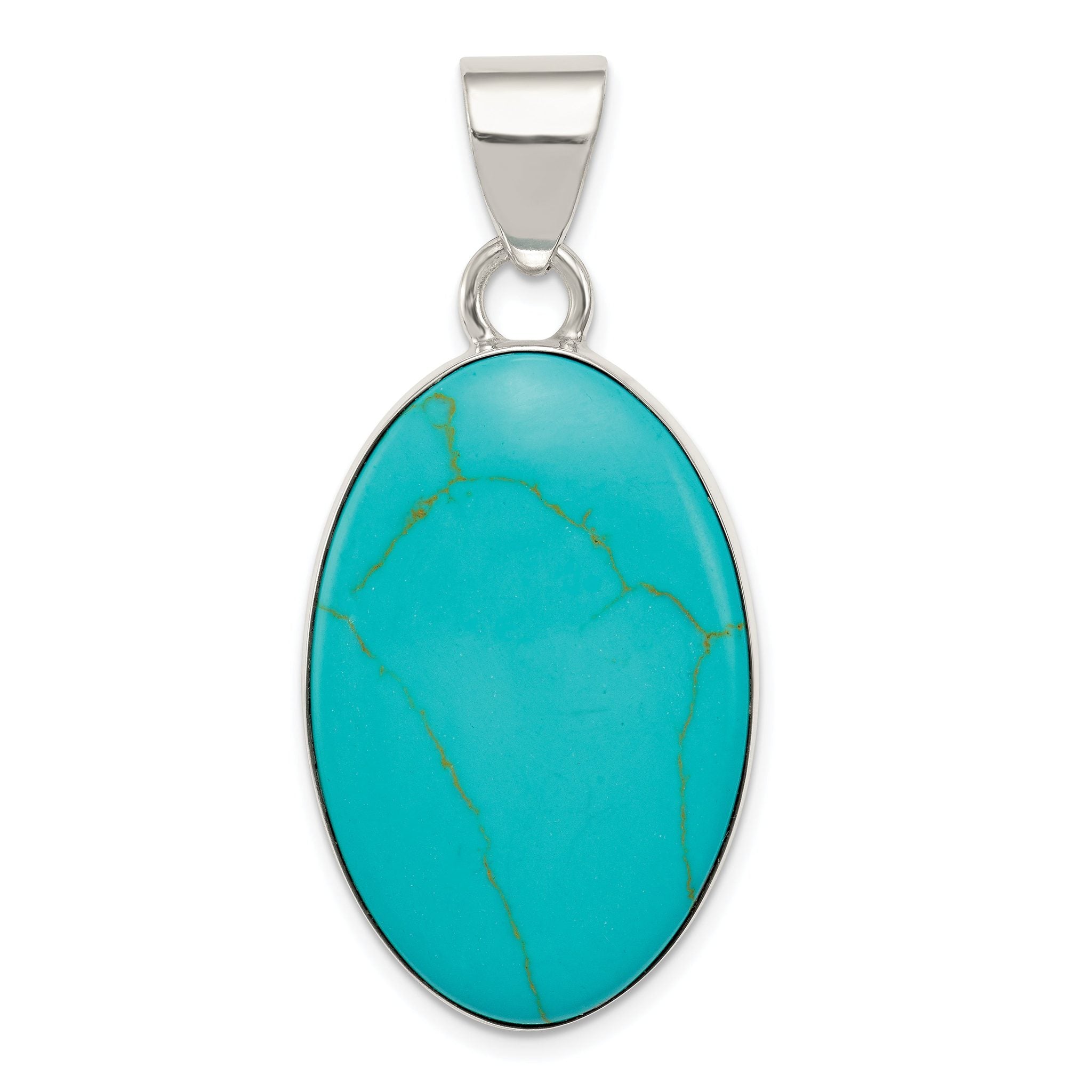 Sterling Silver Turquoise Polished Oval Pendant Main image