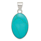 Oval Turquoise Pendant in Sterling Silver, 42mm - Sophia Jewelers