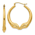14K Gold Polished Ram Hoop Earrings for Women Elegant Creole Style