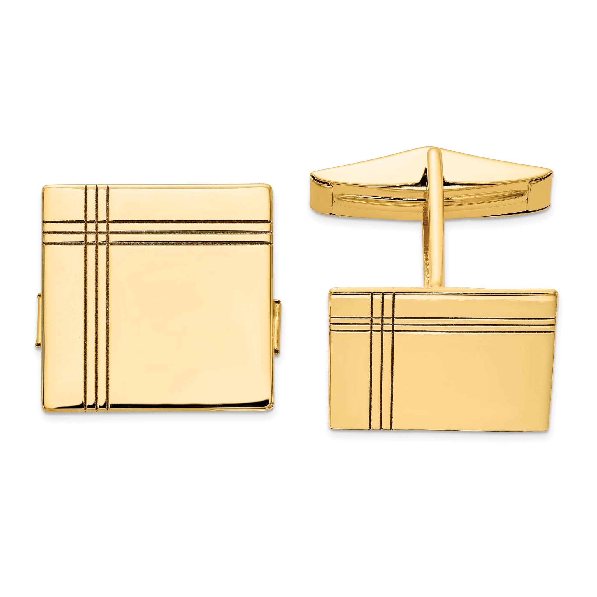 14K Yellow Gold Square Cuff Links Main image