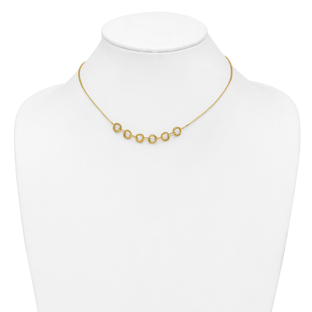 14K Polished Circles w/2in ext. Necklace