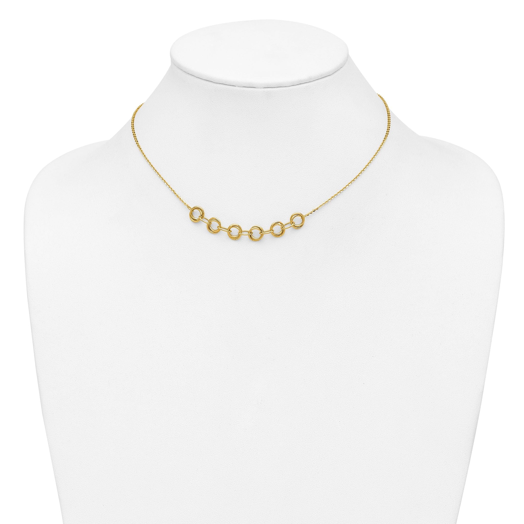 14K Polished Circles w/2in ext. Necklace