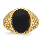 14k Mens Oval Onyx and 1/2 carat Diamond Nugget Complete Ring