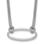 SS RH-plat Polish/Dia-cut Oval 2-Strand w/1.25in ext. Necklace