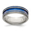 Edward Mirell Titanium with Blue Anodized Grooves 8mm Band