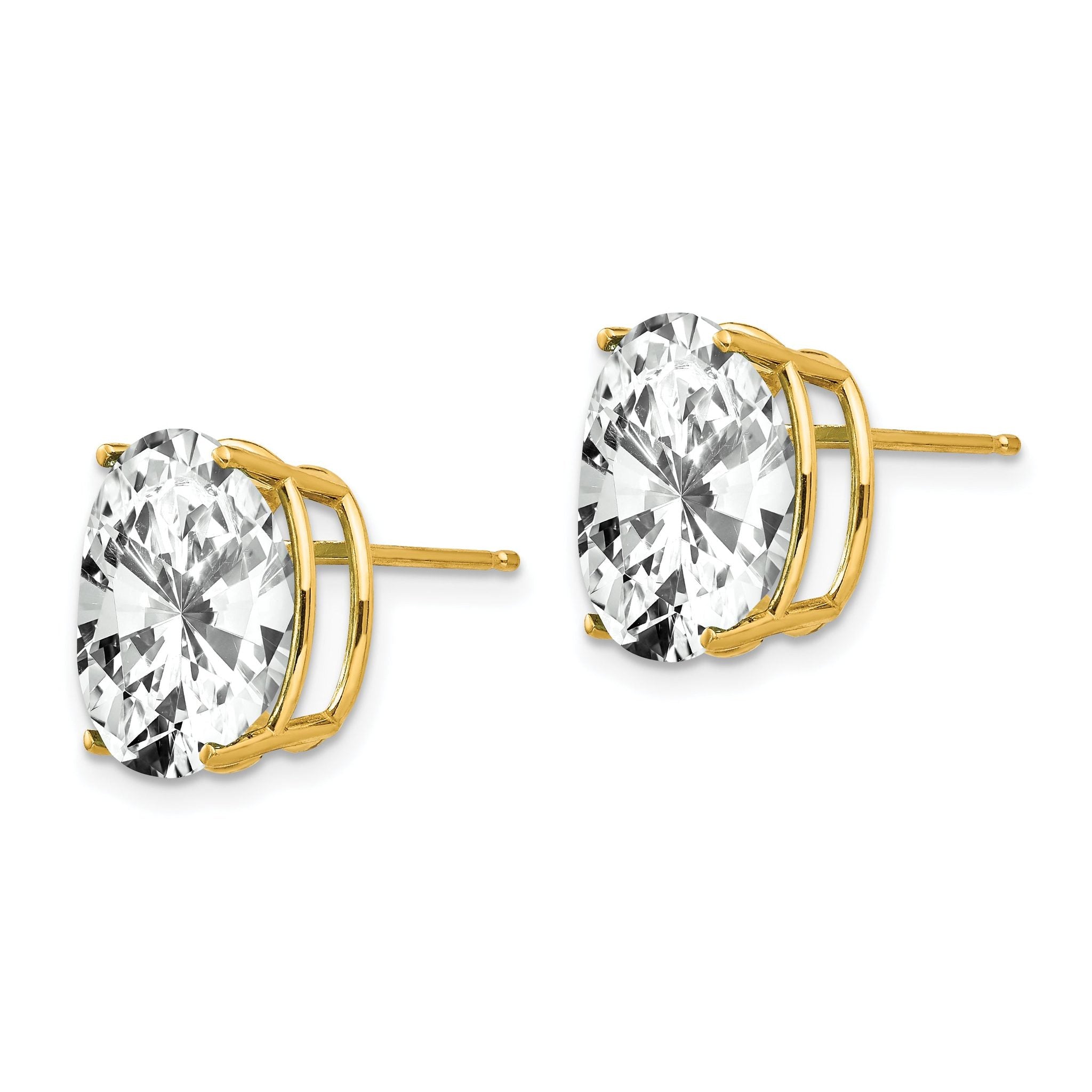 14k 12x10mm Oval Cubic Zirconia Earrings