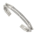 Stainless Steel Polished with Crystal 7mm Cuff Bangle Bracelet for Women