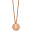 Chisel Stainless Steel Polished and Textured Rose IP-plated Circle with Leaf Pendant on a 27.5 inch Cable Chain Necklace