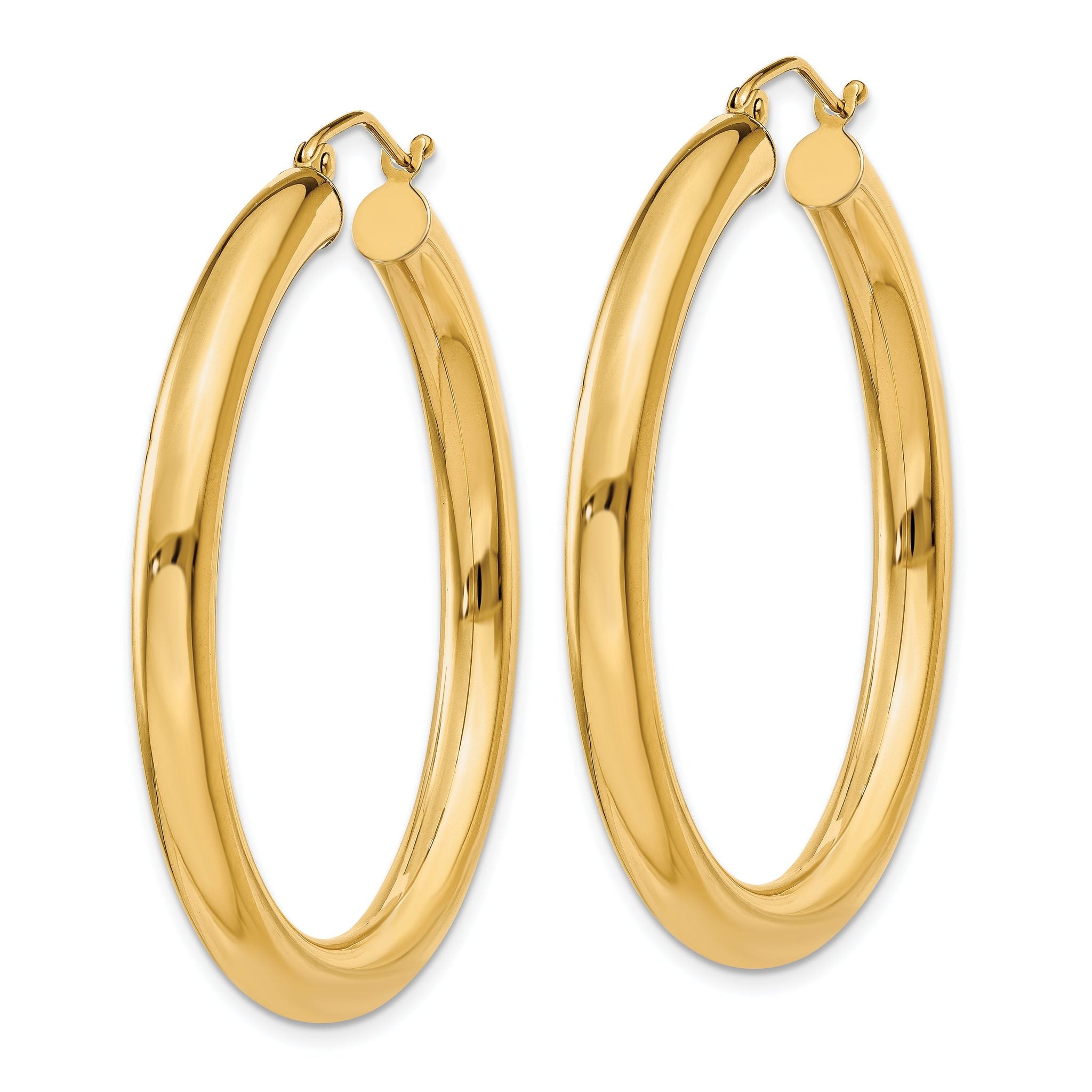 14K Polished 4mm Tube Hoop Earrings Secondary image