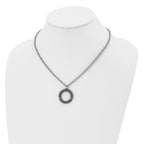 Antiqued Black CZ Necklace in Stainless Steel with Gold-Tone Accent