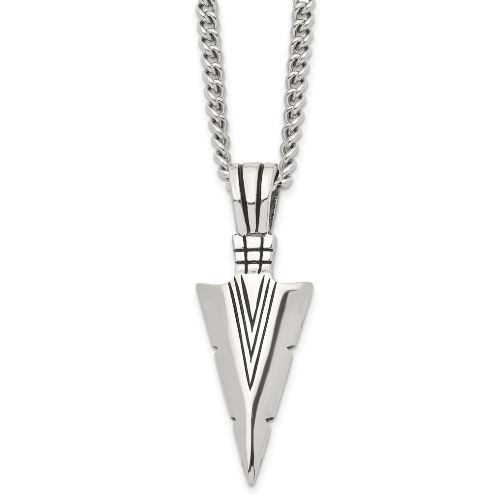 Chisel Stainless Steel Men's Dagger Pendant Necklace with Antiqued Finish
