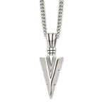 Chisel Stainless Steel Men's Dagger Pendant Necklace with Antiqued Finish