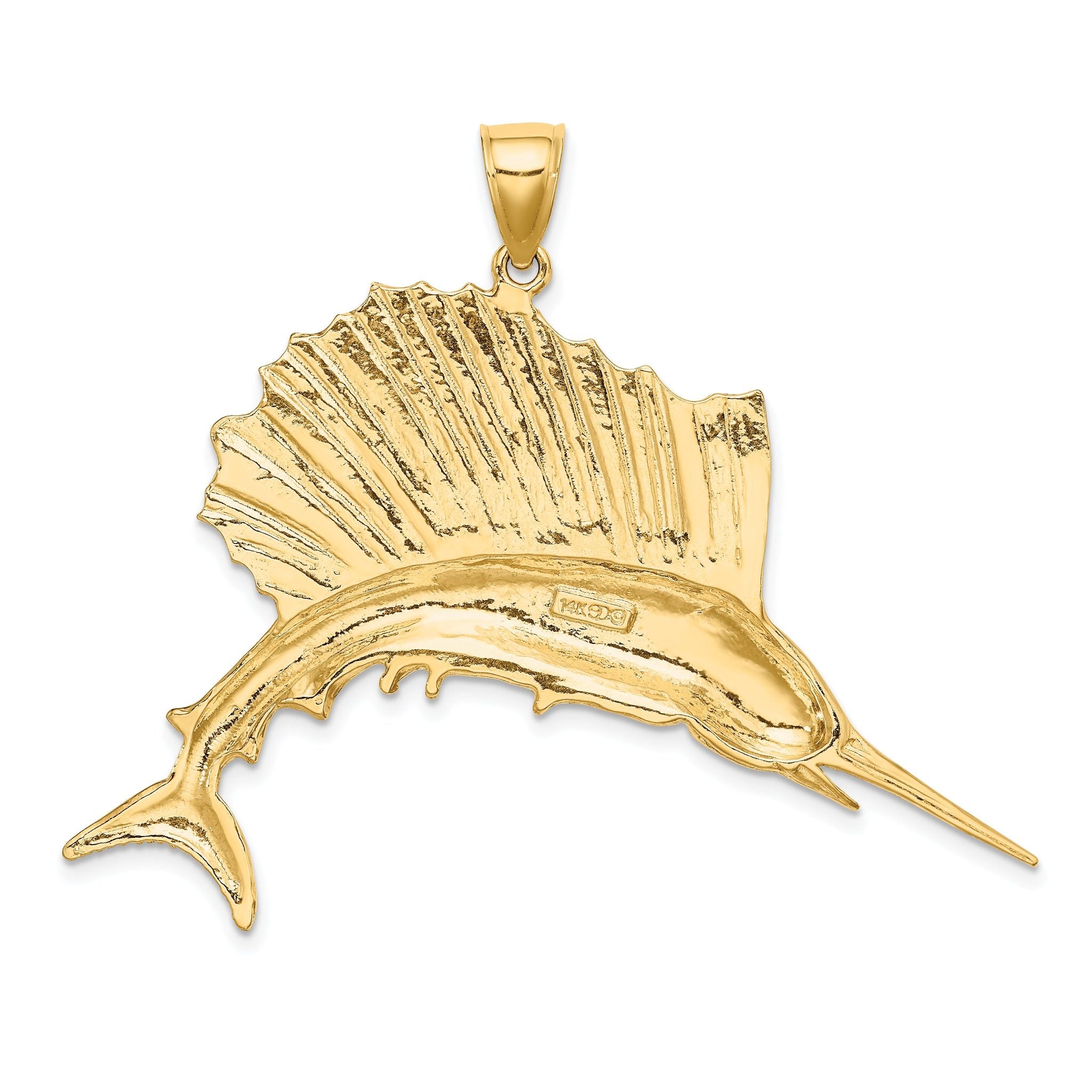14K Polished Sailfish Charm