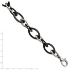 Stainless Steel Polished with Black Ceramic Open Link Bracelet