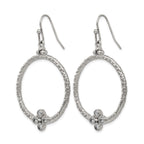 Stainless Steel Polished Textured Cubic Zirconia Drop Dangle Earrings for Women