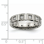 Grooved CZ Wedding Band in Titanium, 5mm