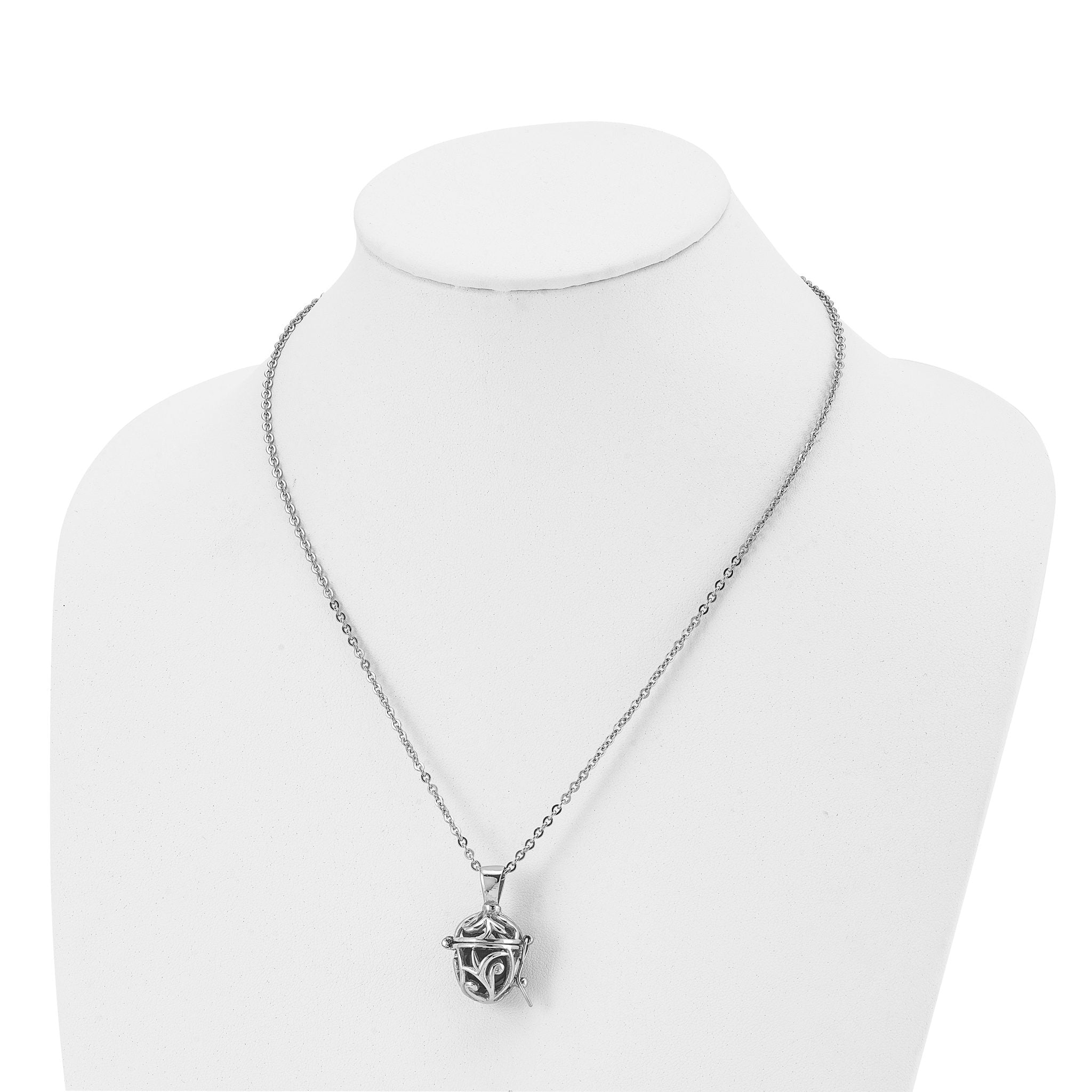 Black Agate Opening Box Necklace in Stainless Steel
