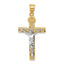14K Two-Tone Gold Cross Pendant with Diamond-Cut Lattice Crucifix Polished Finish