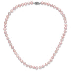 Sterling Silver Rhodium-plated 6-7mm Purple Near-Round Freshwater Cultured Pearl 16 inch Necklace