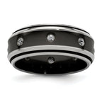 Edward Mirell Titanium Wedding Band with White Sapphire Bezel