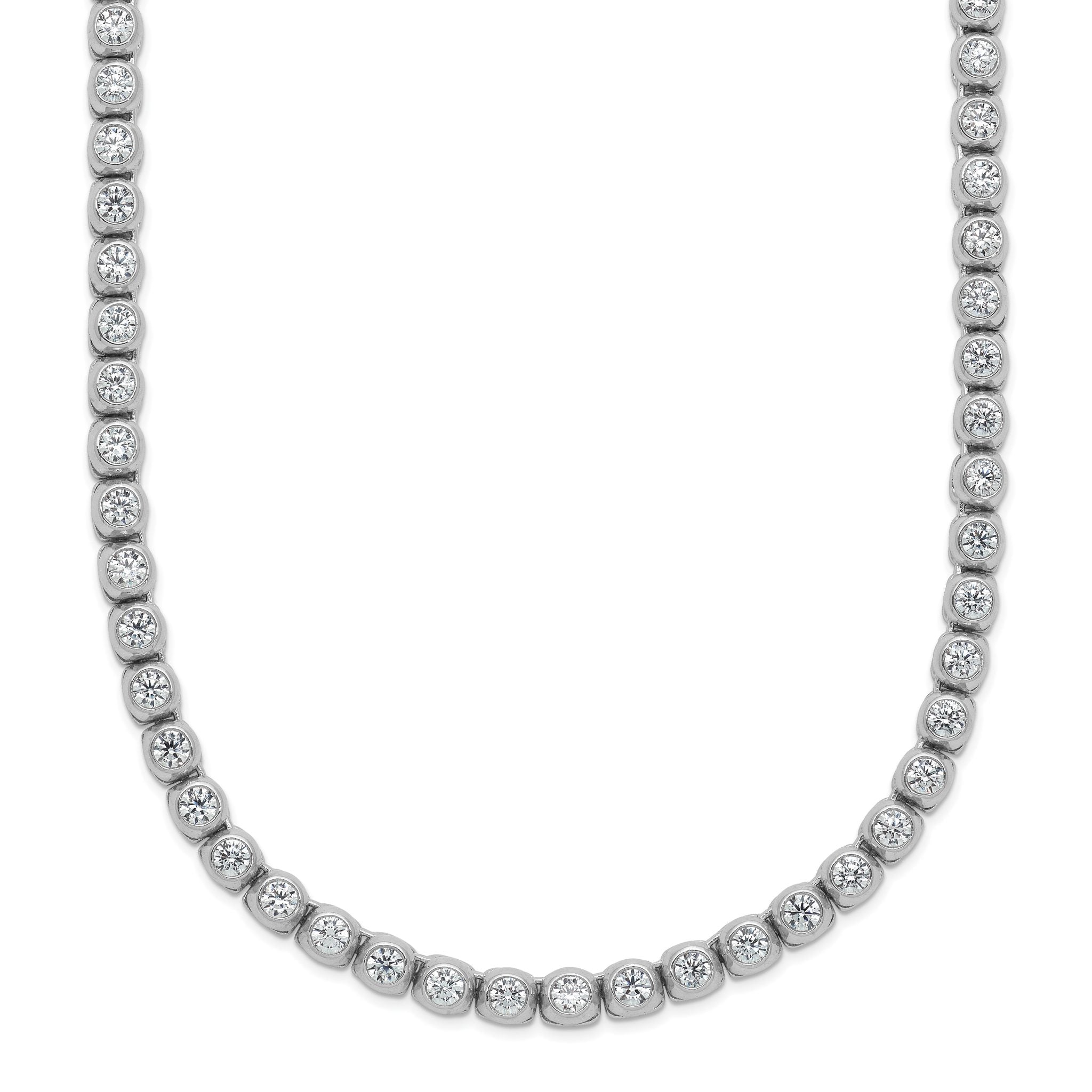 Sterling Shimmer Sterling Silver Rhodium-plated Bezel Set 2.3mm CZ 135 Stone 20 inch Necklace Main image