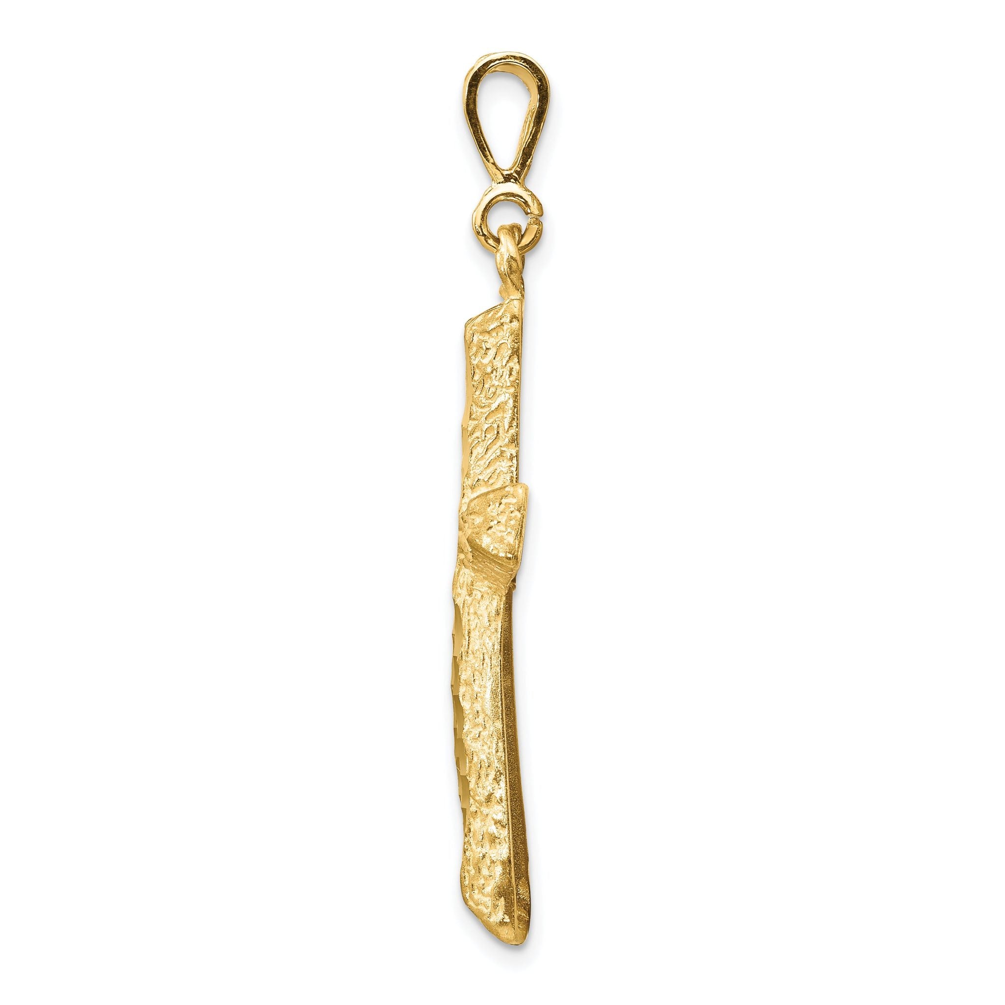 14K Gold Diamond-Cut Cross Pendant with Polished Finish Secondary image