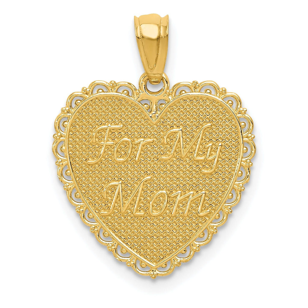 14K Gold Reversible Mom Pendant with Polished Finish  Gift Ready