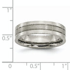 Grooved Comfort-Fit Wedding Band in Titanium, 6mm