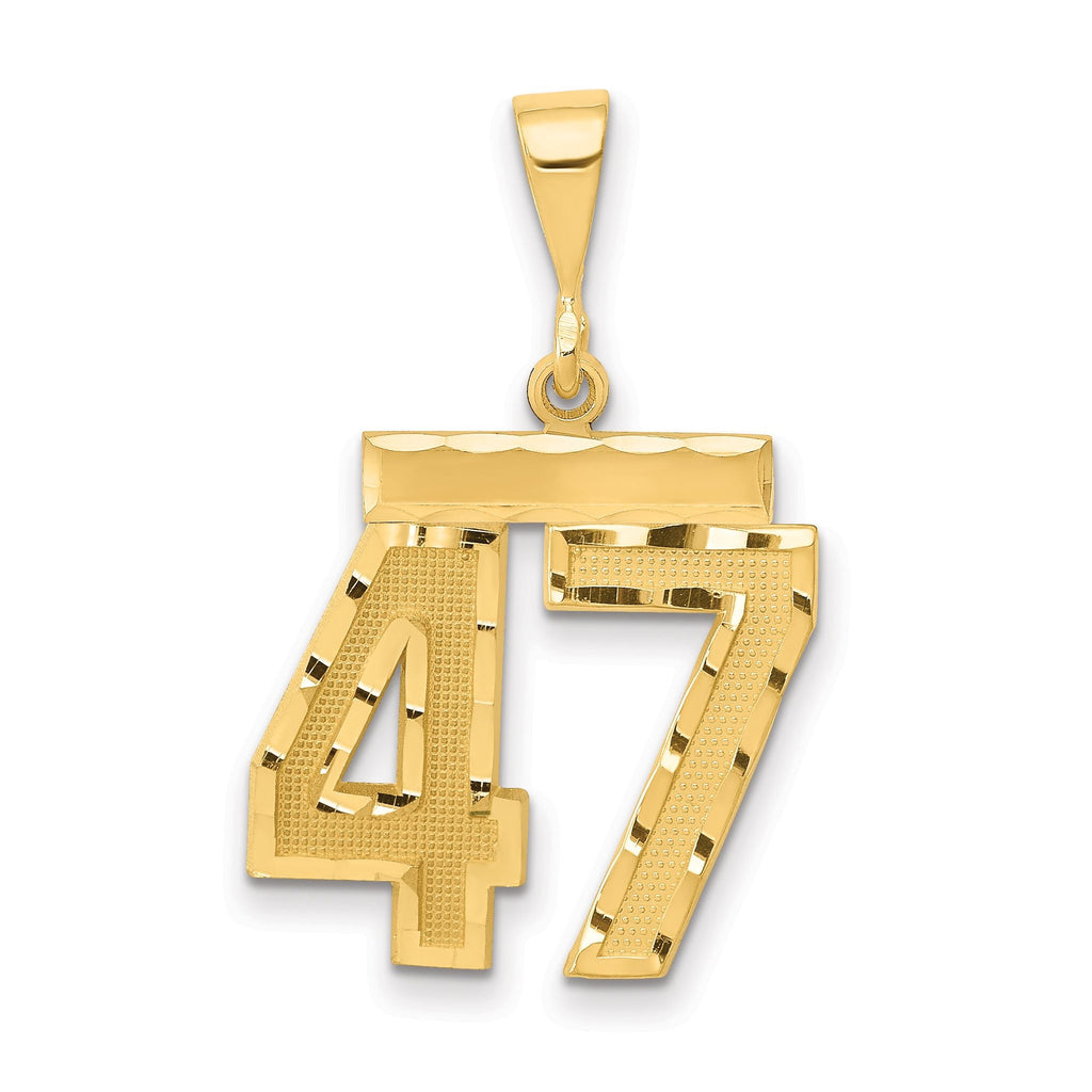 Diamond-Cut Number 47 Charm in 14K Yellow Gold