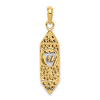 14K Gold Mezuzah Pendant with White Rhodium Accent Polished Finish