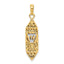 14K Gold Mezuzah Pendant with White Rhodium Accent Polished Finish
