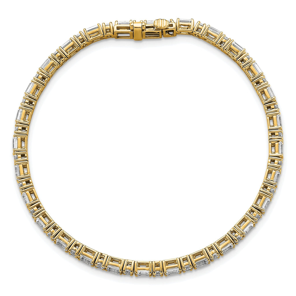 14k 5 carat Certified Lab Grown Diamond VS+ F+ Complete Emerald and Round Tennis Bracelet, IGI Jewel
