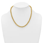 14k Polished and Textured 7.3mm Cable Chain 18 inch Necklace