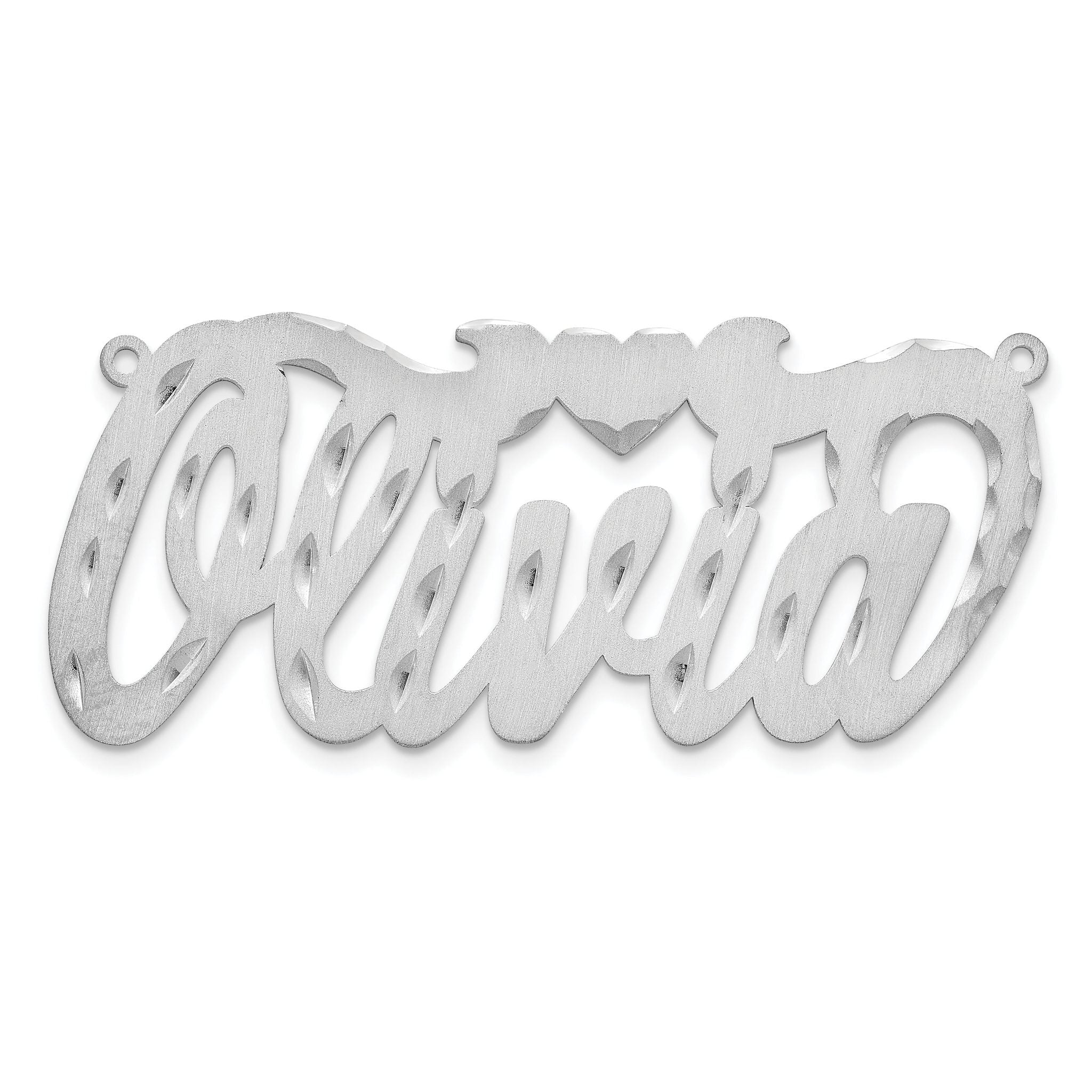 SS/Rhodium-plated Satin Diamond-cut Heart Name Plate Main image