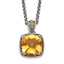 Shey Couture Sterling Silver with 14K Accent 18 Inch Antiqued Checkerboard Cushion Citrine Necklace